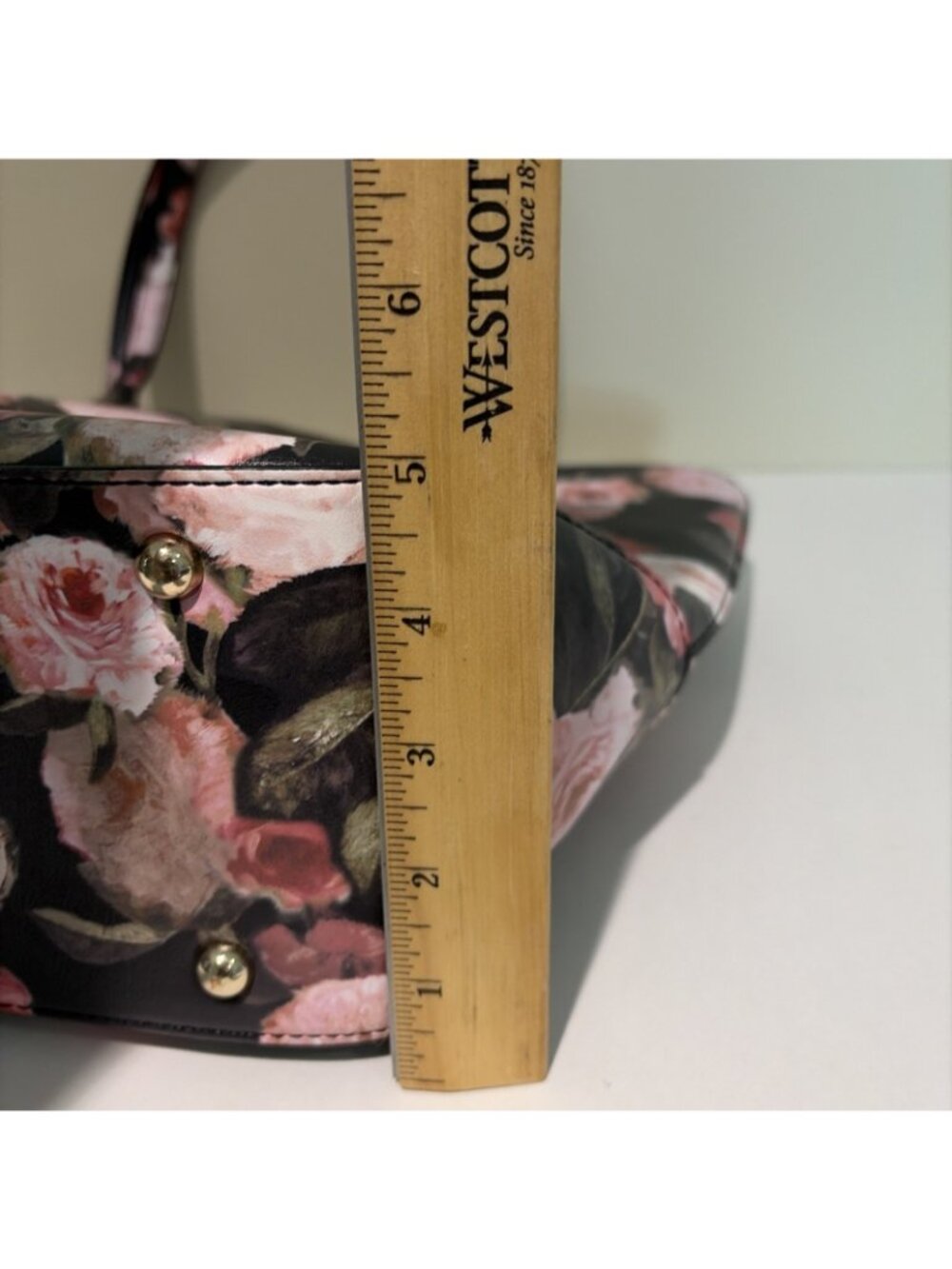 VTG Nine West Large Floral Tote Reana Floral Cabbage Rose Coated Canvas Lock - Picture 8 of 14